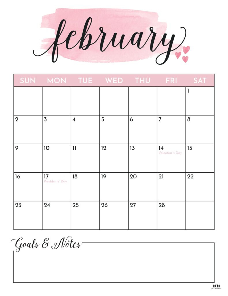 February 2025 Calendars - 107 Free Printables | Printabulls for February Month Calendar 2025 Printable