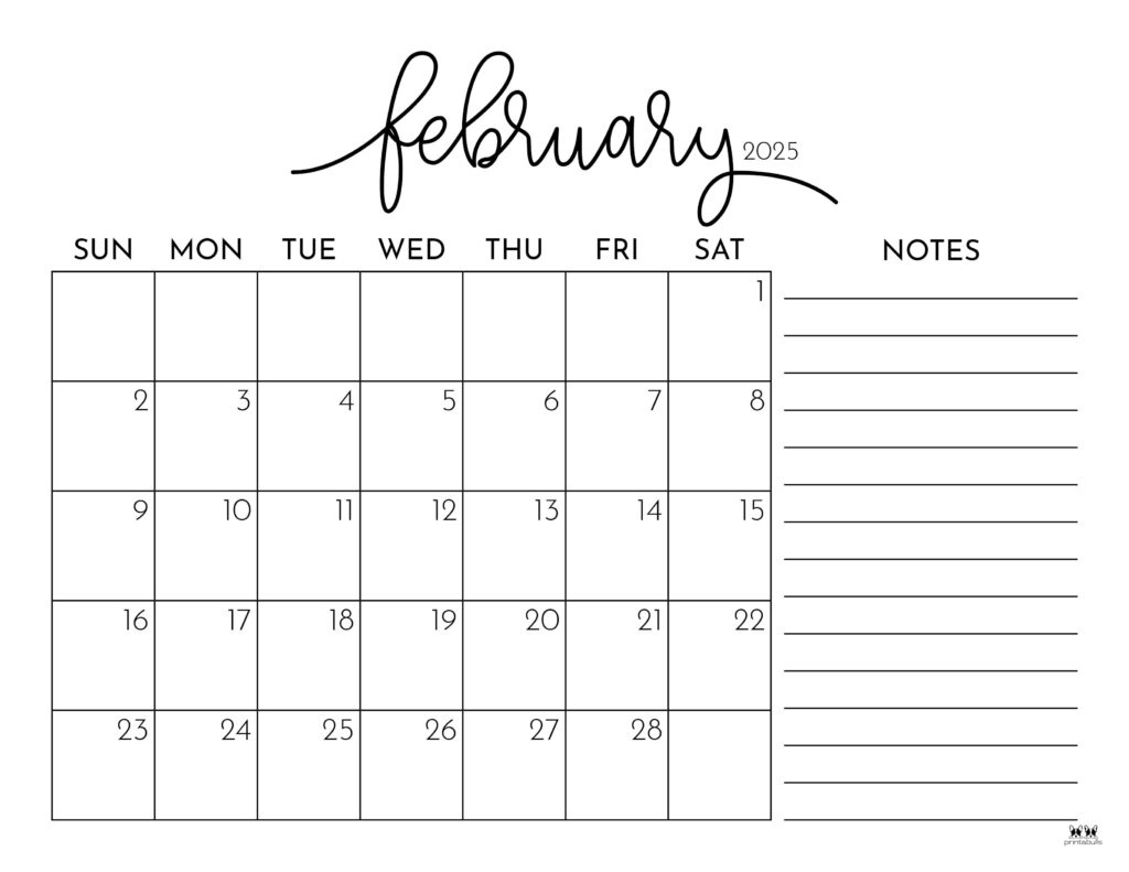 February 2025 Calendars - 107 Free Printables | Printabulls in Blank Calendar For February 2025