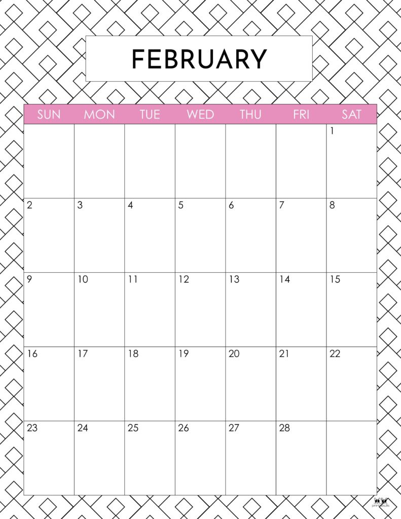 February 2025 Calendars - 107 Free Printables | Printabulls in Feb 25 Calendar Printable