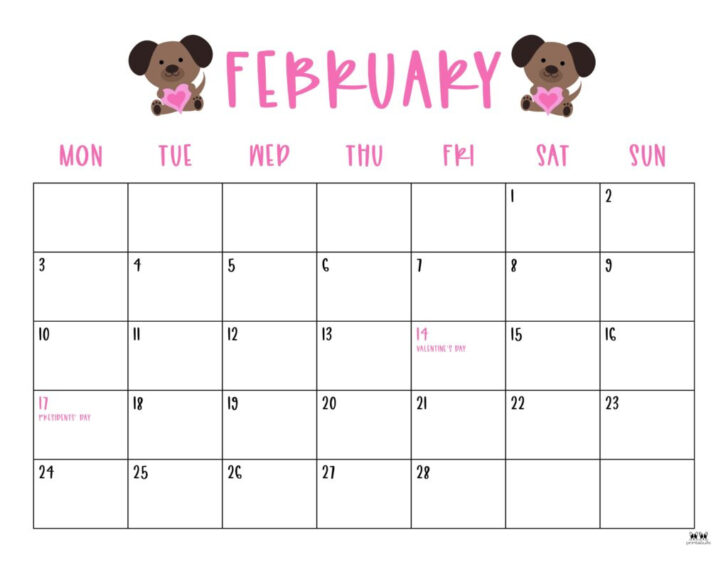 February Calendar Printable 2025