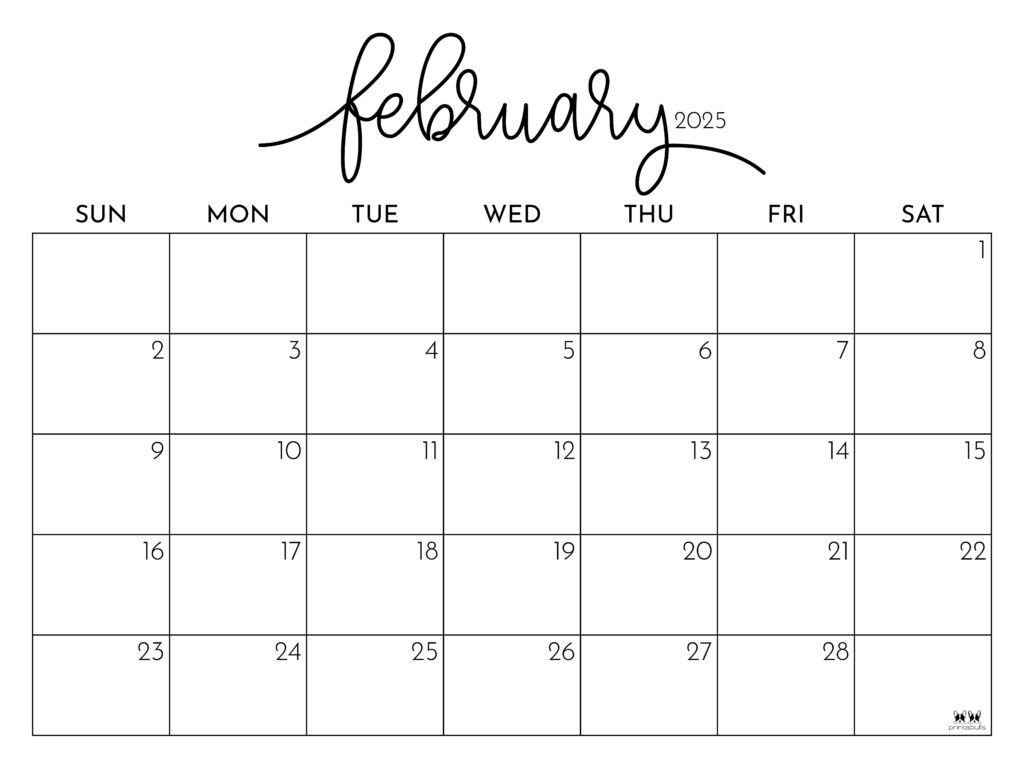 February 2025 Calendars - 107 Free Printables | Printabulls inside February 2025 Whiteboard Calendar Ideas