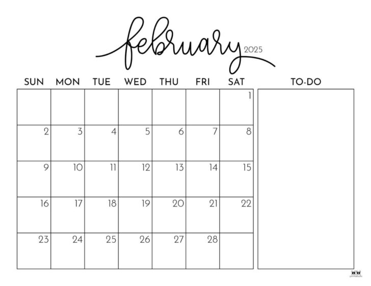 Show February 2025 Calendar