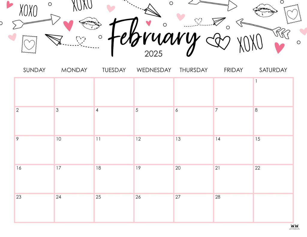 February 2025 Calendars - 107 Free Printables | Printabulls within February 2025 Calendar Printabulls