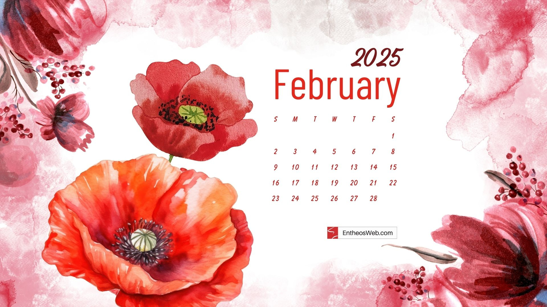 February 2025 Desktop Wallpaper Calendars | Entheosweb throughout February Calendar 2025 Wallpaper