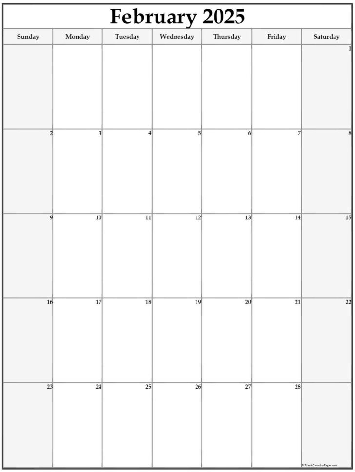 Blank Calendar of February 2025