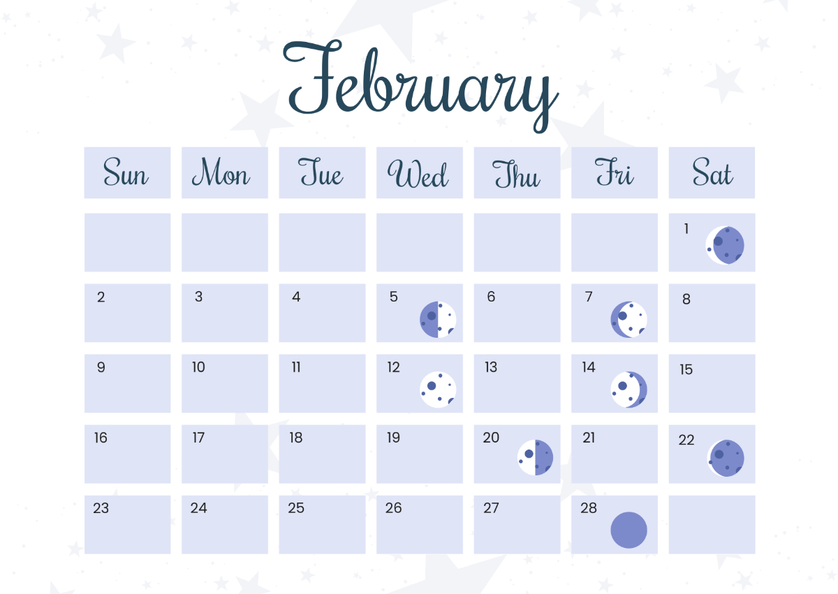 Free February 2025 Calendar With Moon Phases Template - Edit inside February 2025 Calendar Seasons