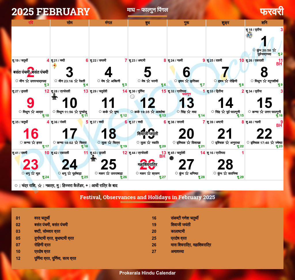 Hindu Calendar 2025, February inside Gujarati Calendar 2025 February