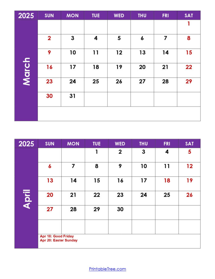 February March April 2025 Calendar