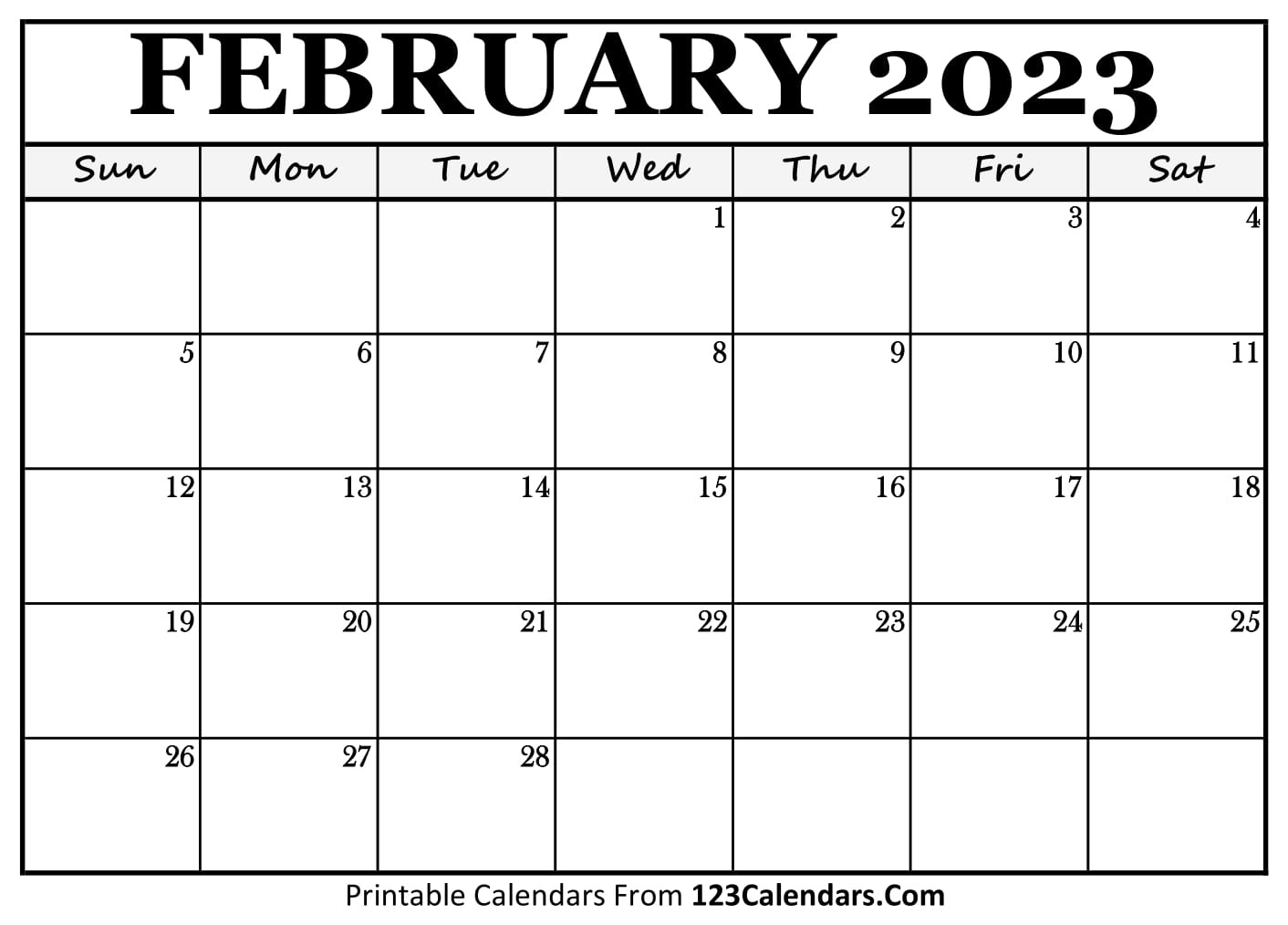 Printable February 2025 Calendar Templates - 123Calendars intended for February 2025 Calendar 123Calendars