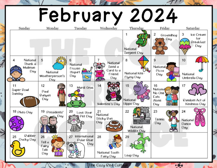 Calendar February Holidays