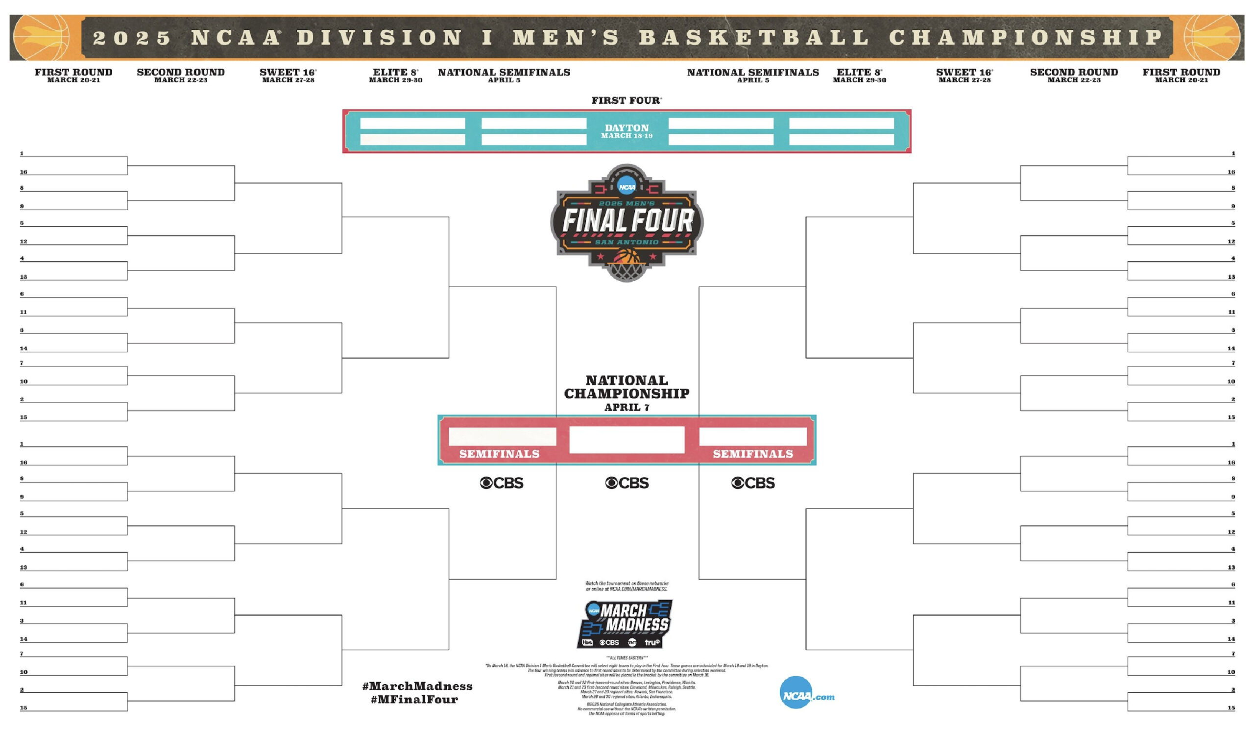 2025 Ncaa Printable Bracket, Schedule For March Madness | Ncaa with regard to March Madness 2025 Calendar Printable