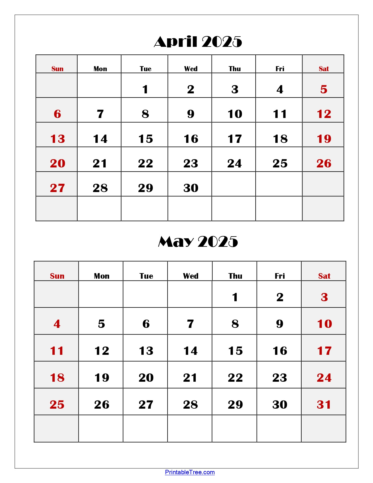 April And May 2025 Calendar Printable | Two Months Calendar in March April May 2025 Calendar