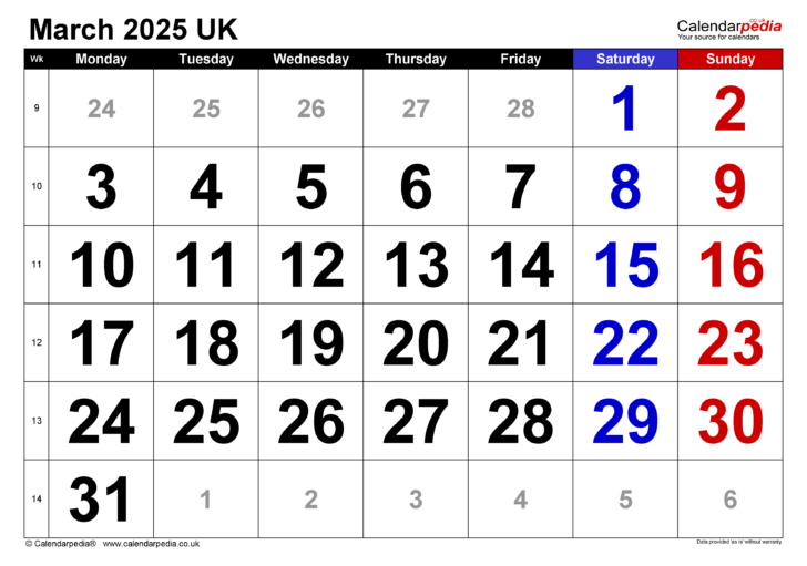 Calendar For 2025 March