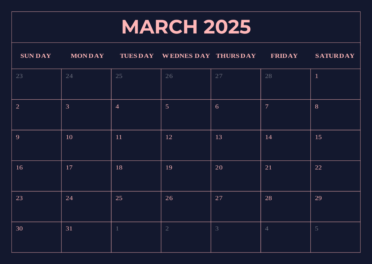 Free March 2025 Calendar With Moon Phases Template To Edit Online in March Madness 2025 Calendar