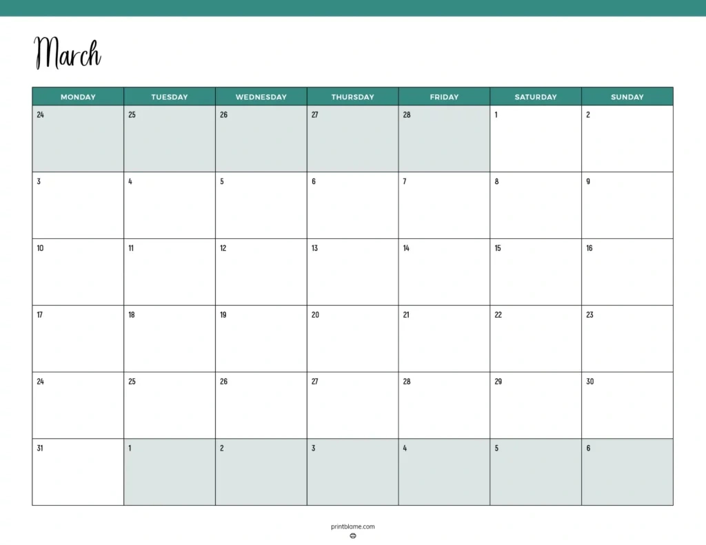 Free Printable March 2025 Calendars | 25 Pdf Downloads throughout Printable Calendar March 2025 Monday Start