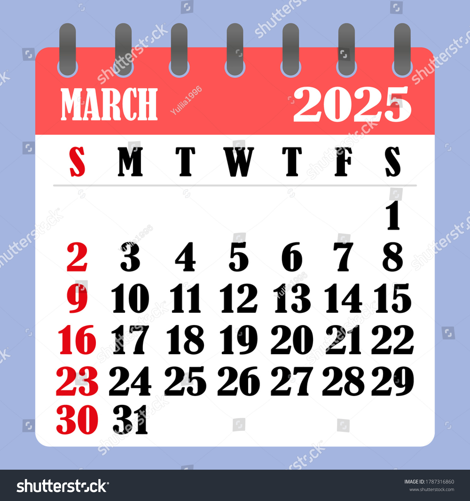 Letter Calendar March 2025 Week Begins Stock Vector (Royalty Free within Show Me A Calendar For March 2025