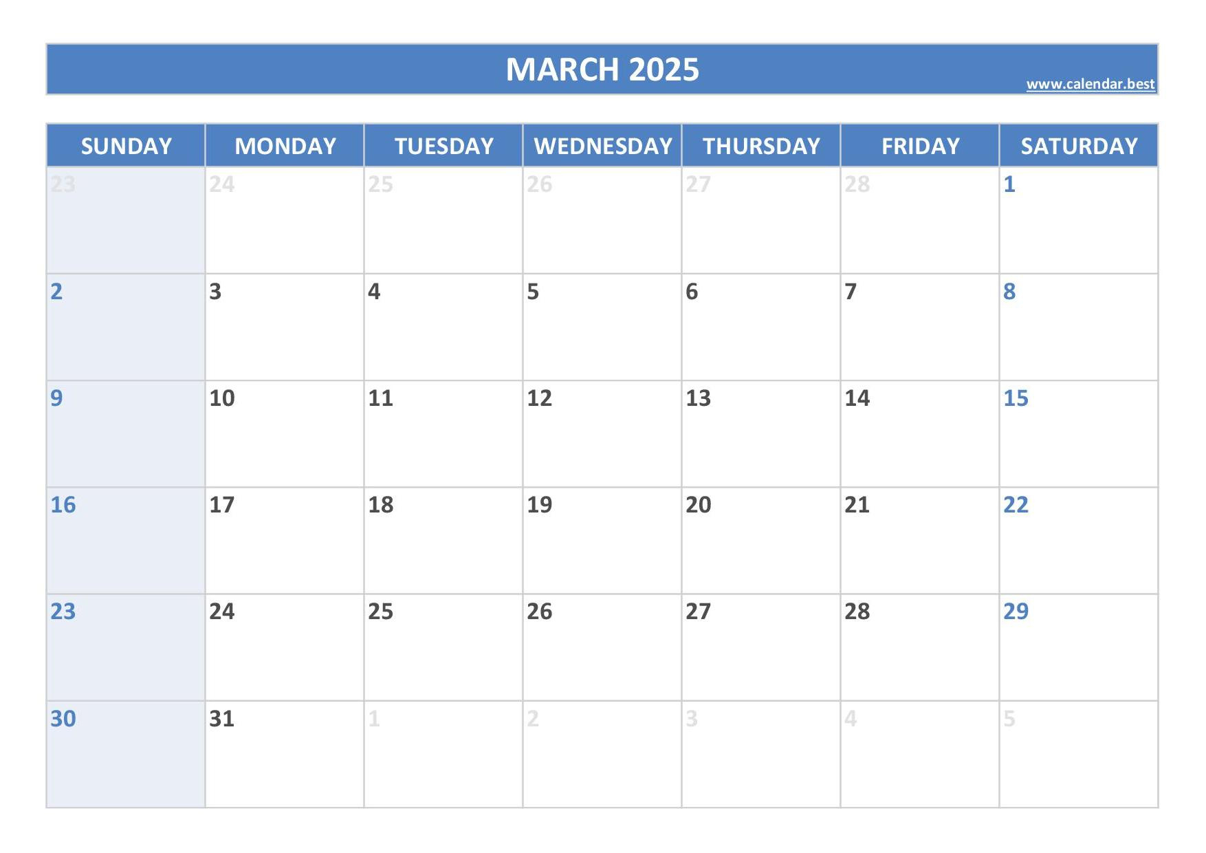 March 2025 Calendar -Calendar.best regarding March 2025 Holiday Calendar