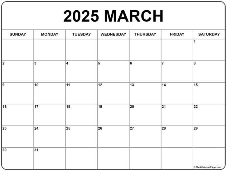 Free Printable March Calendar Numbers 2025