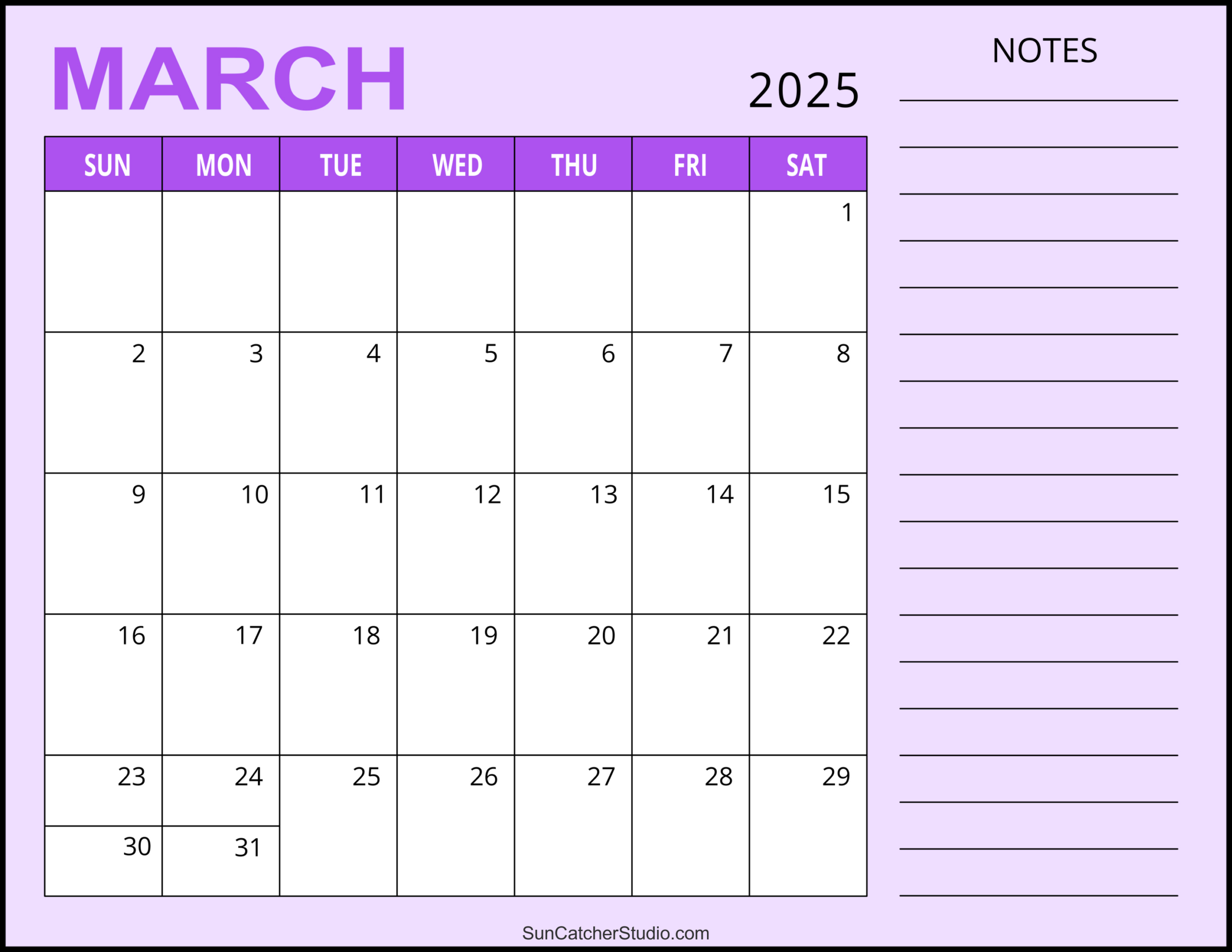 March 2025 Calendar (Free Printable) – Free Printables, Monograms with Free Printable March 2025 Calendar Word