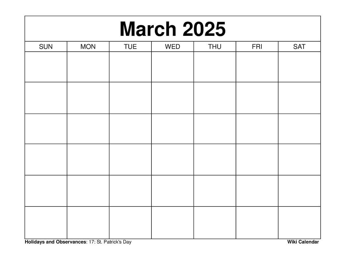 March 2025 Calendar - Printable Templates &amp;amp; More throughout March 2025 Calendar Wiki