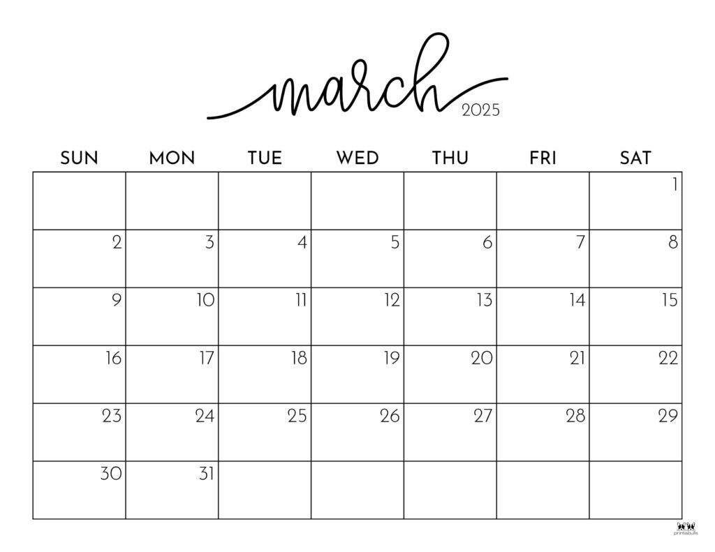 March 2025 Calendars - 107 Free Printables | Printabulls in Blank March Calendar Printable 2025