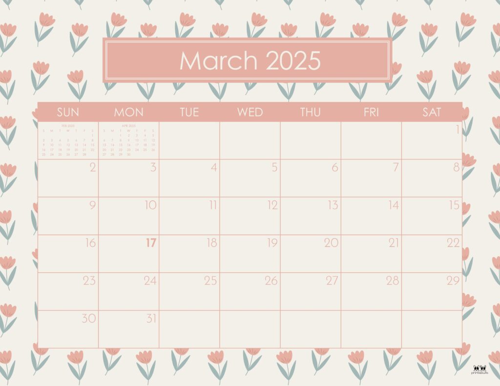 March 2025 Calendars - 107 Free Printables | Printabulls in Cute March 2025 Calendar