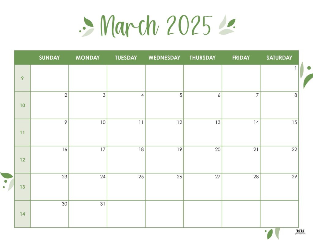 March 2025 Calendars - 107 Free Printables | Printabulls inside March Weekly Calendar Printable 2025