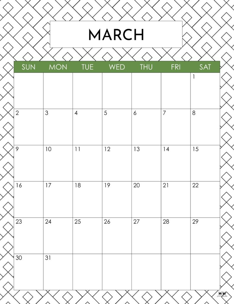 March 2025 Calendars - 107 Free Printables | Printabulls intended for Blank Printable March Calendar 2025