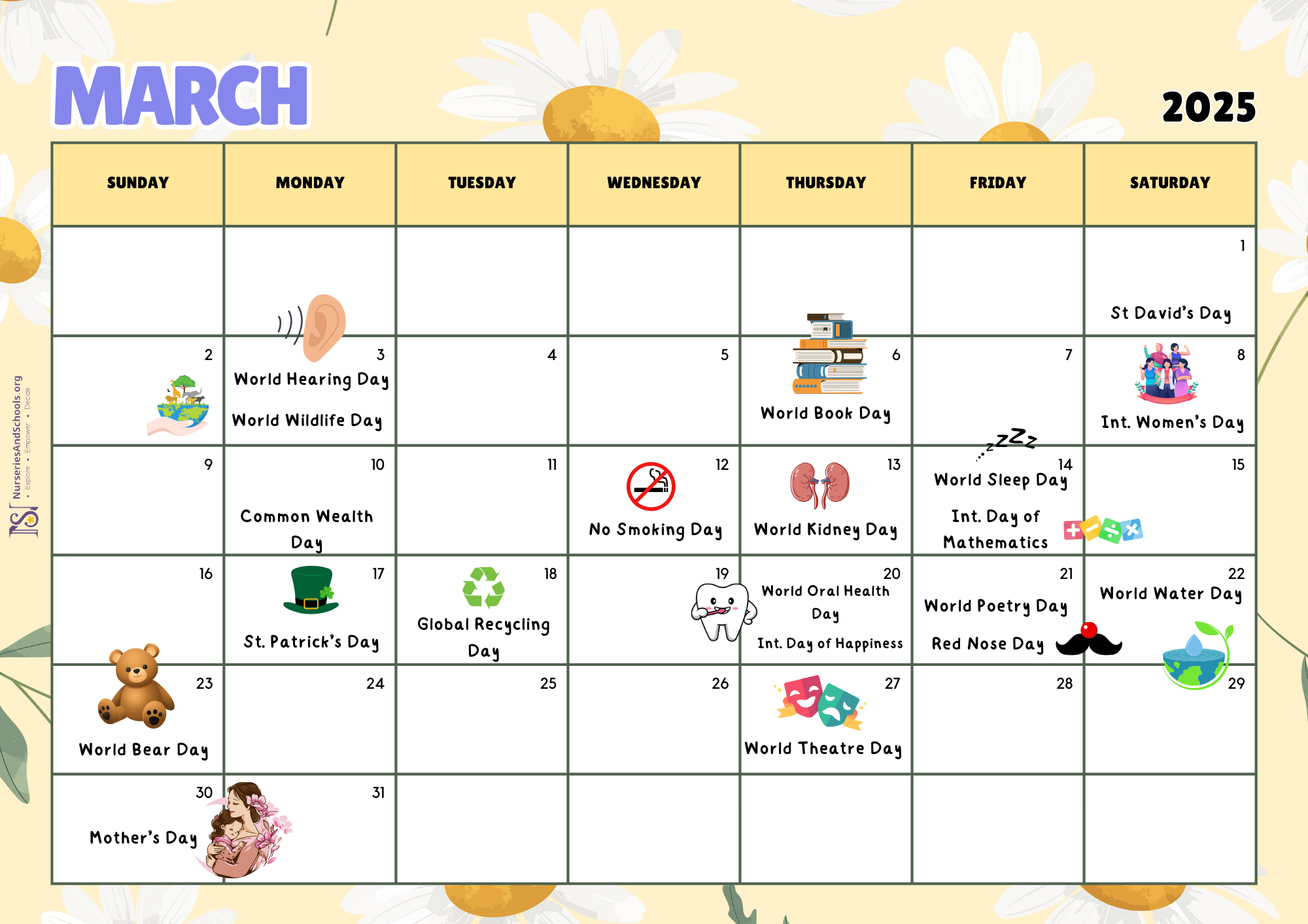 March Events Calendar 2025 - Free Worksheet | Uk in Calendar Events in March 2025