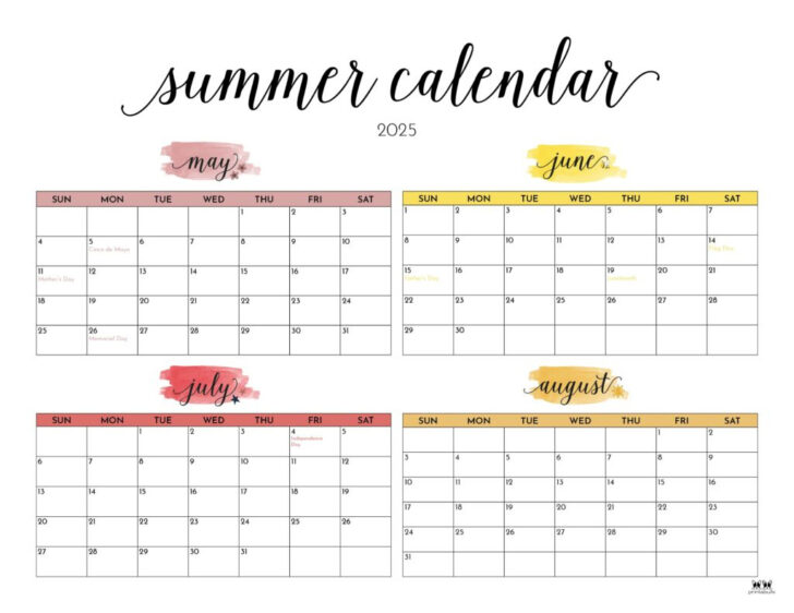 Printable Calendar 2025 May June July