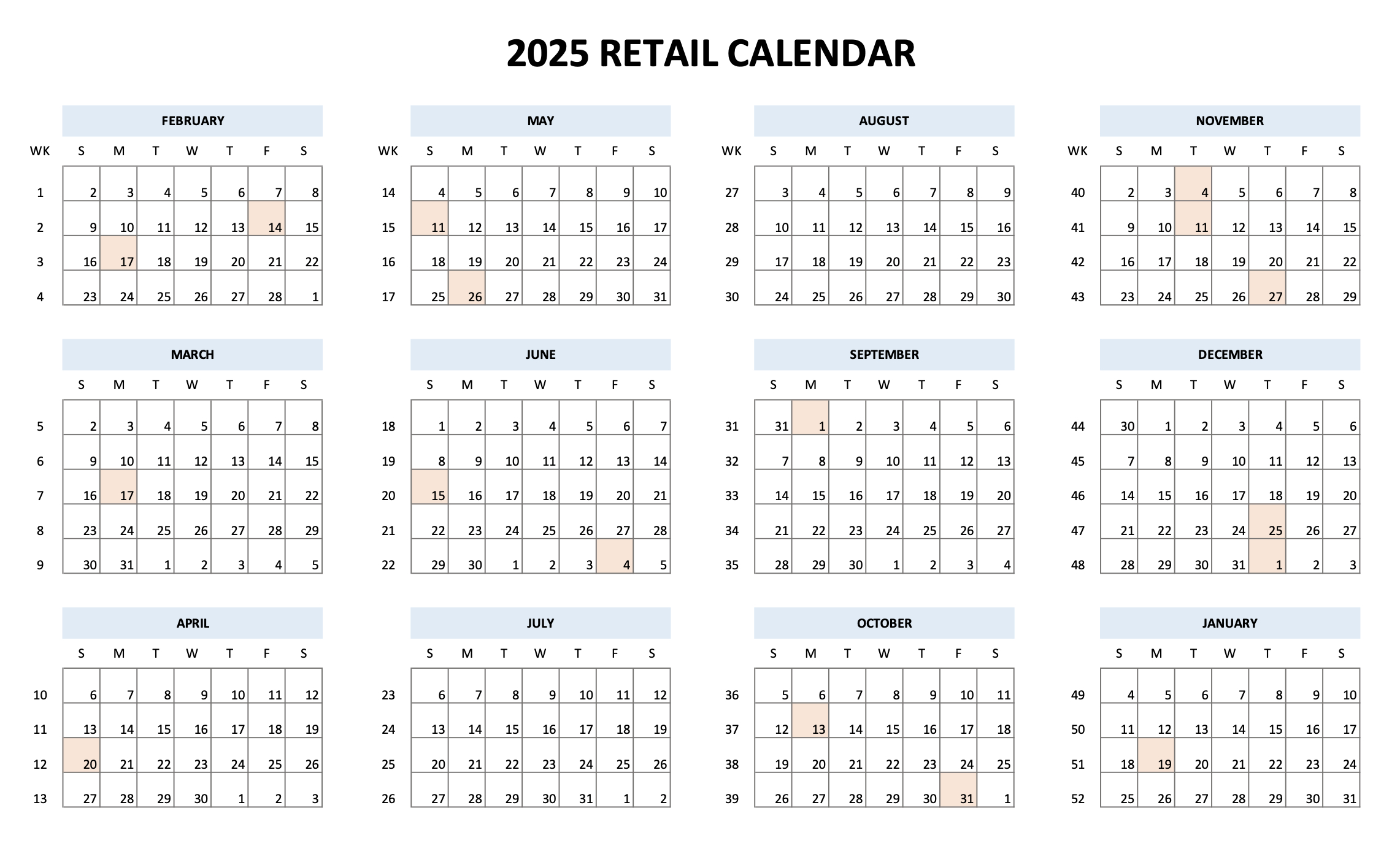 4-5-4 Retail Calendar (2025) [Free Printable Pdf Download in Show Me A Calendar Of May 2025