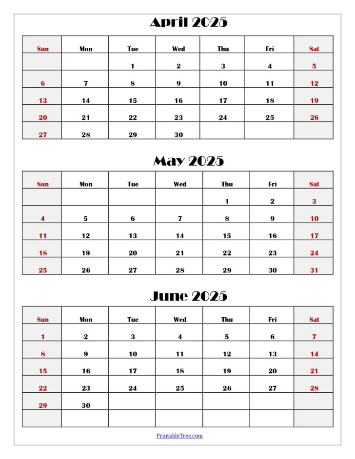 April May and June 2025 Calendar