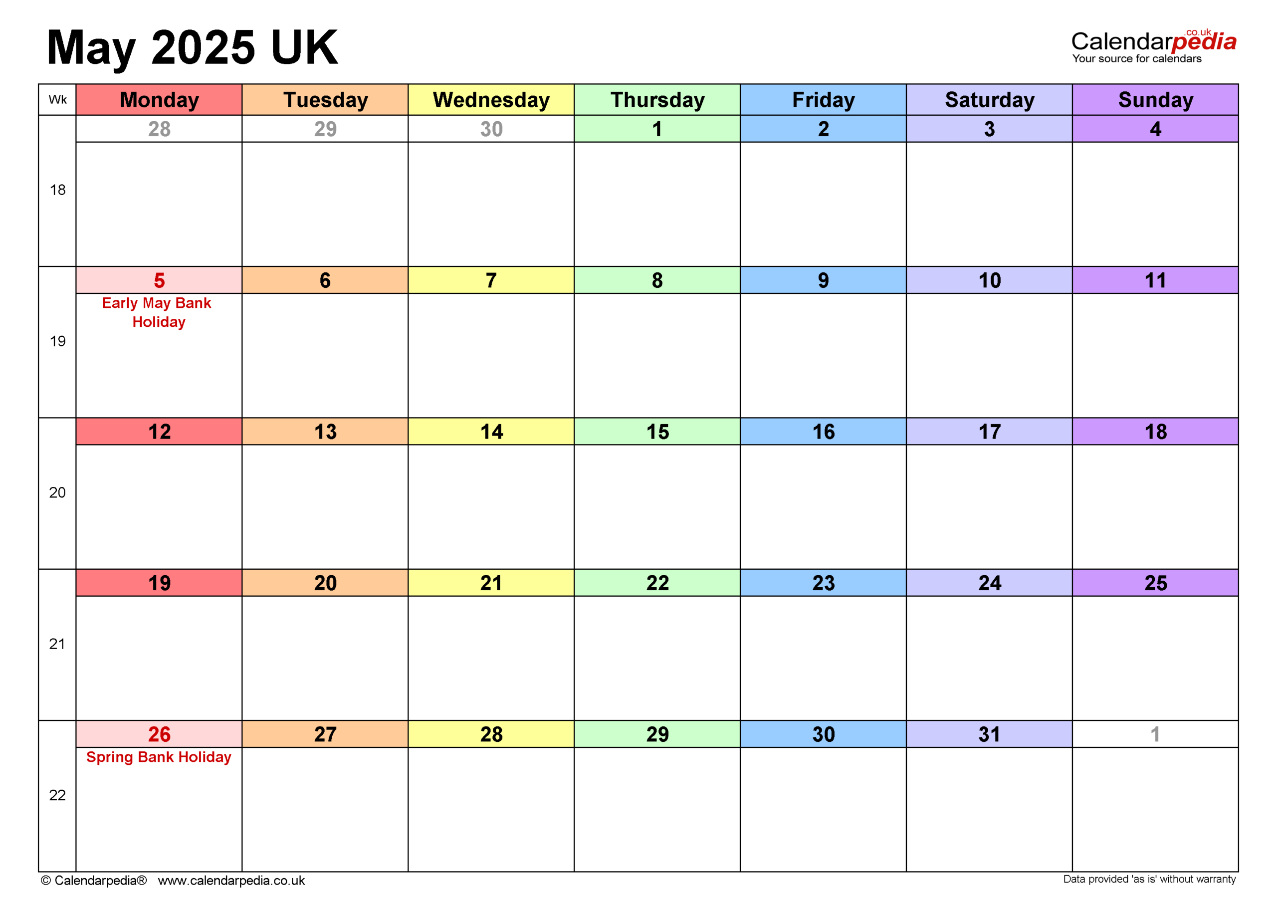 Calendar May 2025 Uk With Pdf, Excel And Word Templates for Show Me the Calendar For the Month of May 2025