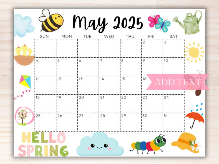 Editable May 2025 Calendar
