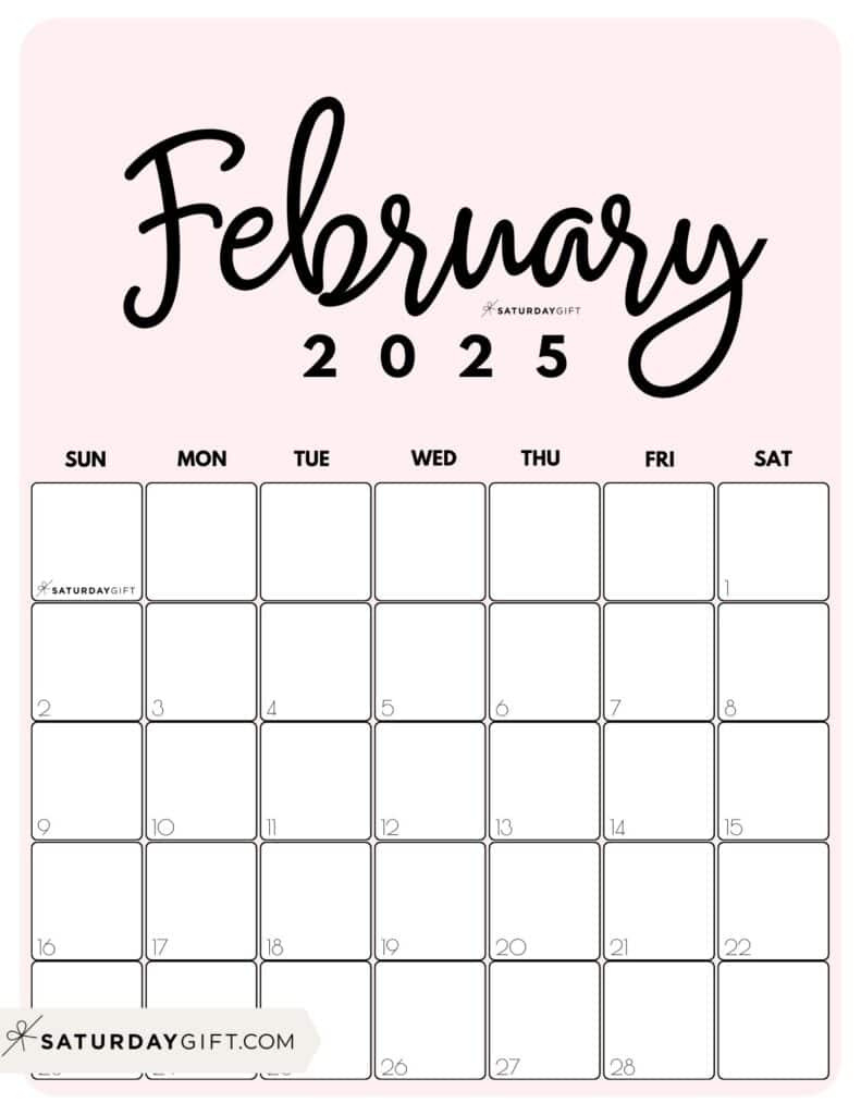 February 2025 Calendar - 20 Cute &amp;amp; Free Printables | Saturdaygift regarding Fun May 2025 Pin-Up Calendar