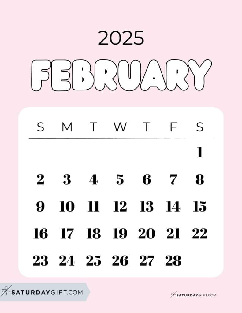 February 2025 Calendar - 20 Cute &amp;amp; Free Printables | Saturdaygift with regard to Fun May 2025 Pin-Up Calendar