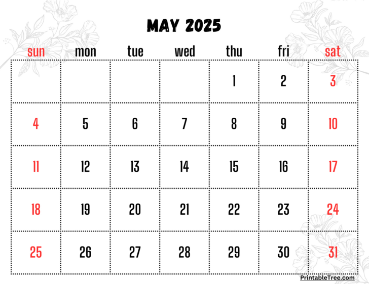 Calendar For May 2025 Printable