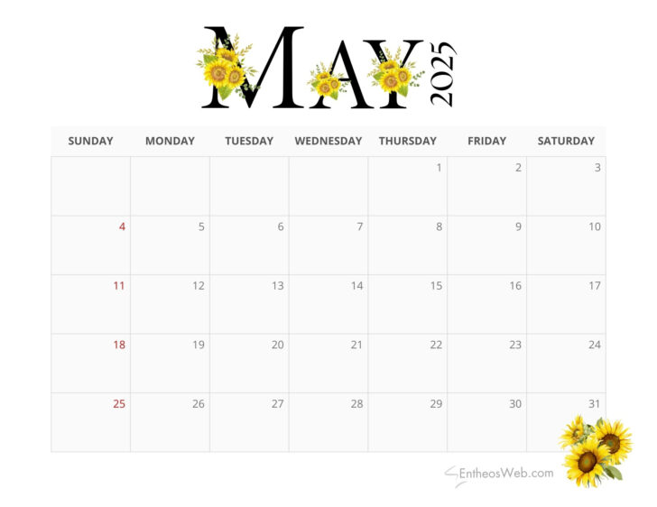 May Printable Calendar 2025 Free