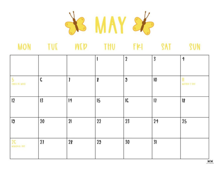 Cute May Calendar 2025