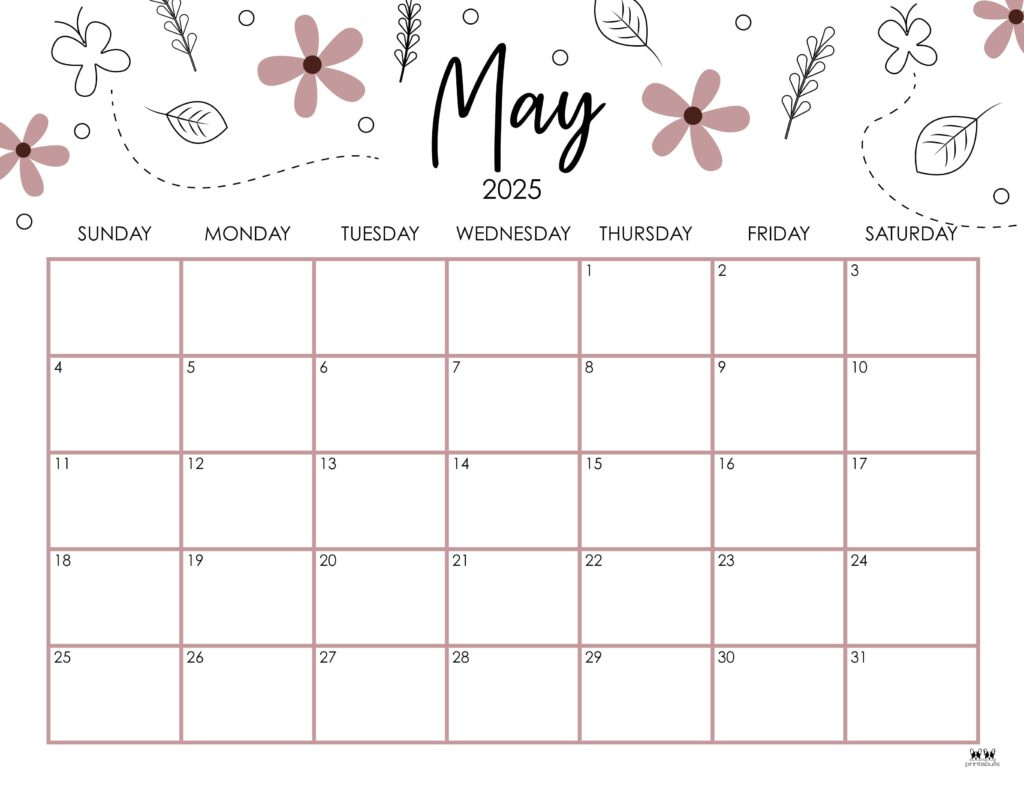 May 2025 Calendars - 107 Free Printables | Printabulls with regard to Month Of May 2025 Blank Calendar To Print