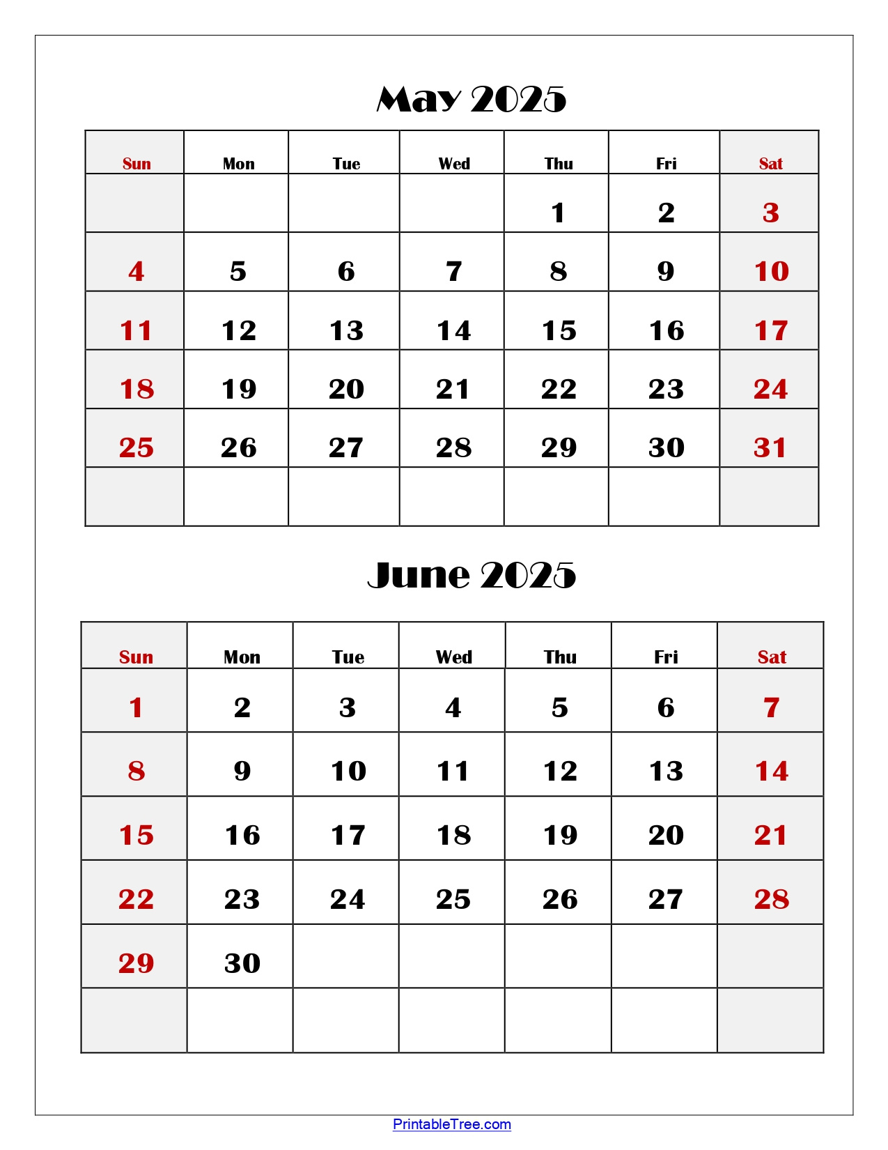 May And June 2025 Calendar Printable Pdf | Two Months Calendar within Calendar For May And June 2025