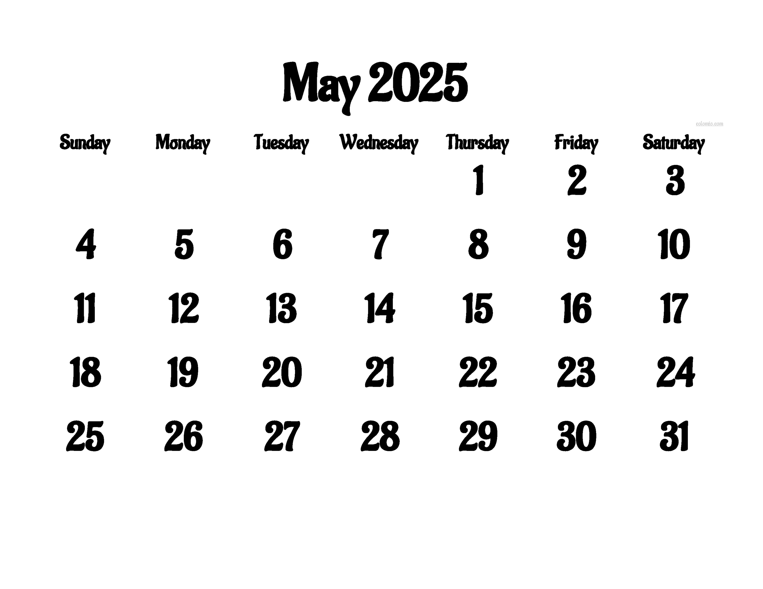 May Calendar 2025 | Free Printable Pdf, Xls And Png with regard to Month of May Calendar 2025