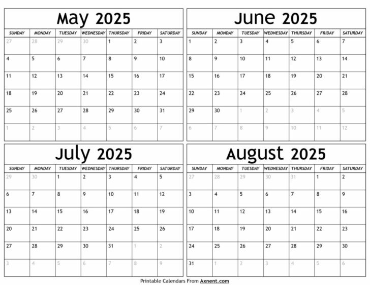August 2024 May 2025 Calendar Printable
