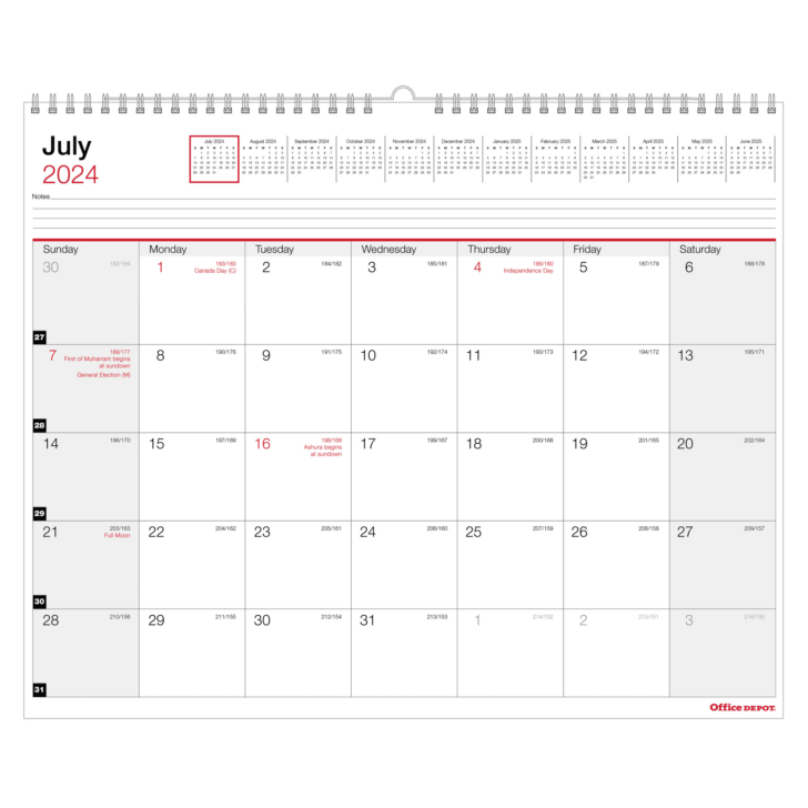 July 2024 – June 2025 Desk Calendar