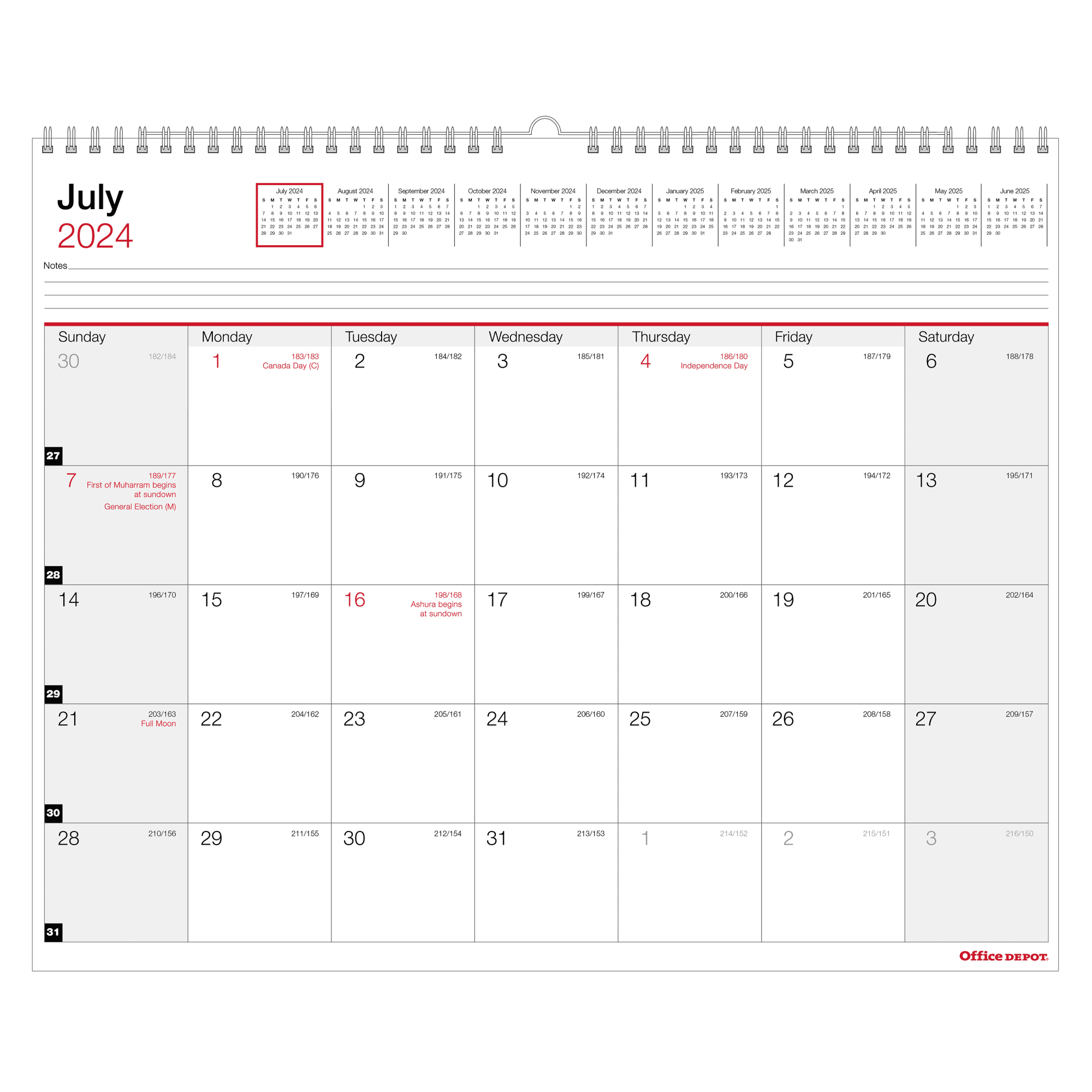2024-2025 Office Depot® Brand Monthly Academic Wall Calendar, 15&amp;quot; X 12&amp;quot;, 30% Recycled, July 2024 To June 2025 with Desk Calendar July 2024 - June 2025