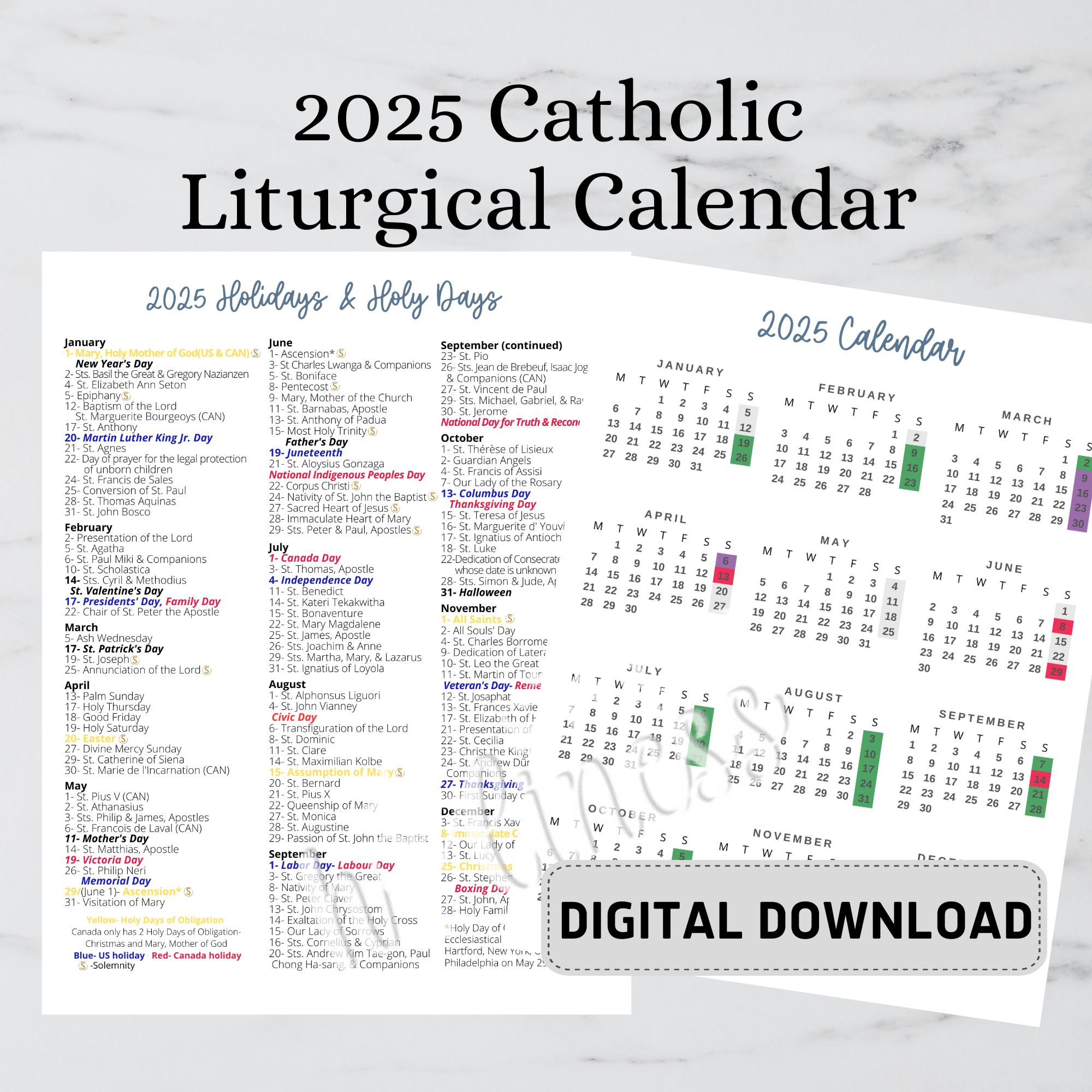 2025 Catholic Calendar- Digital Download - Etsy in Catholic Calendar June 2025