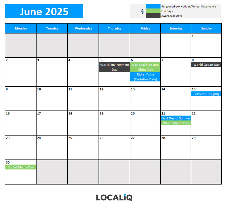 2025 Key Awareness Days And Holidays For Social Media throughout June 2025 Weather Calendar