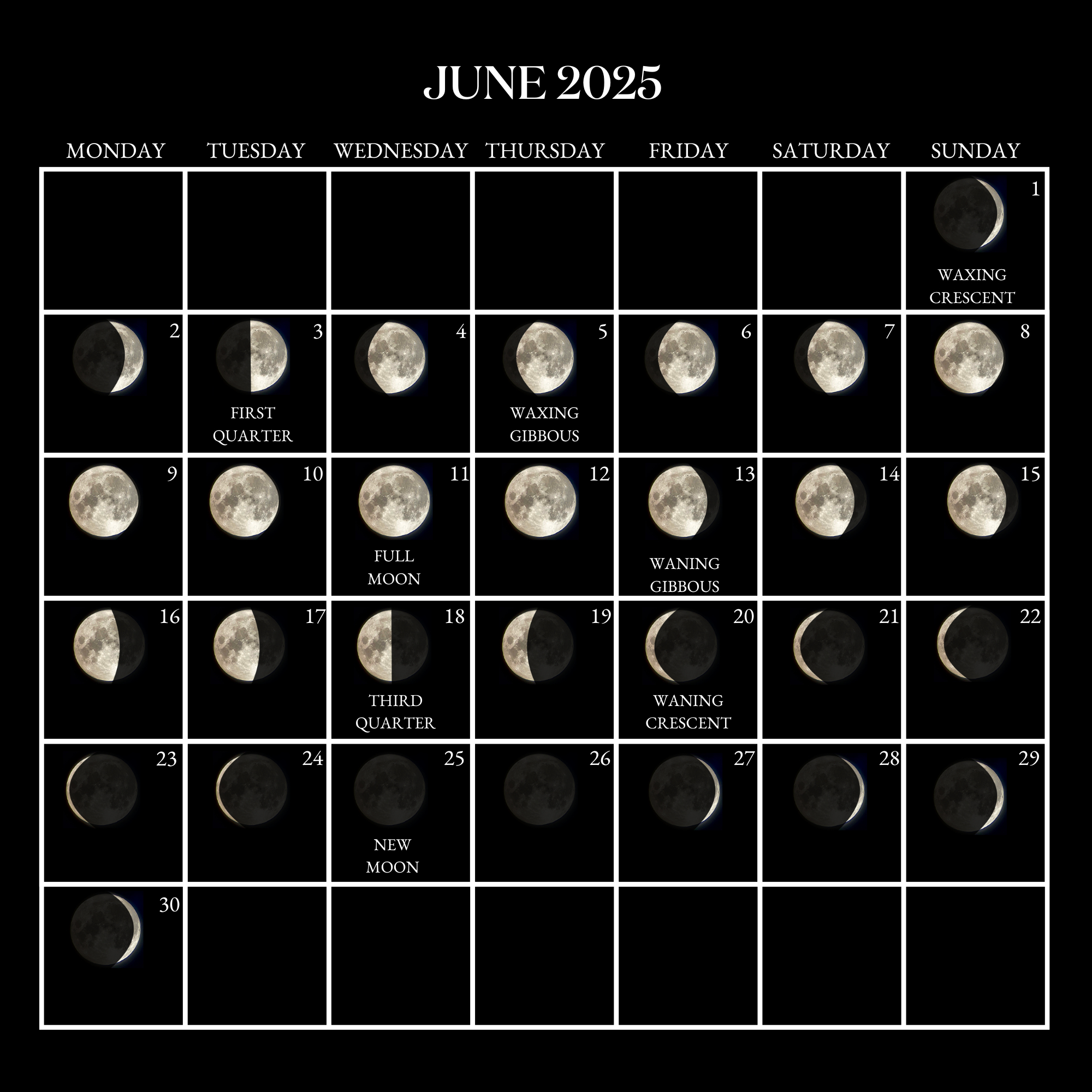 2025 Moon Calendar - Every Phase And Stage Of The Moon with Moon Phases Calendar June 2025