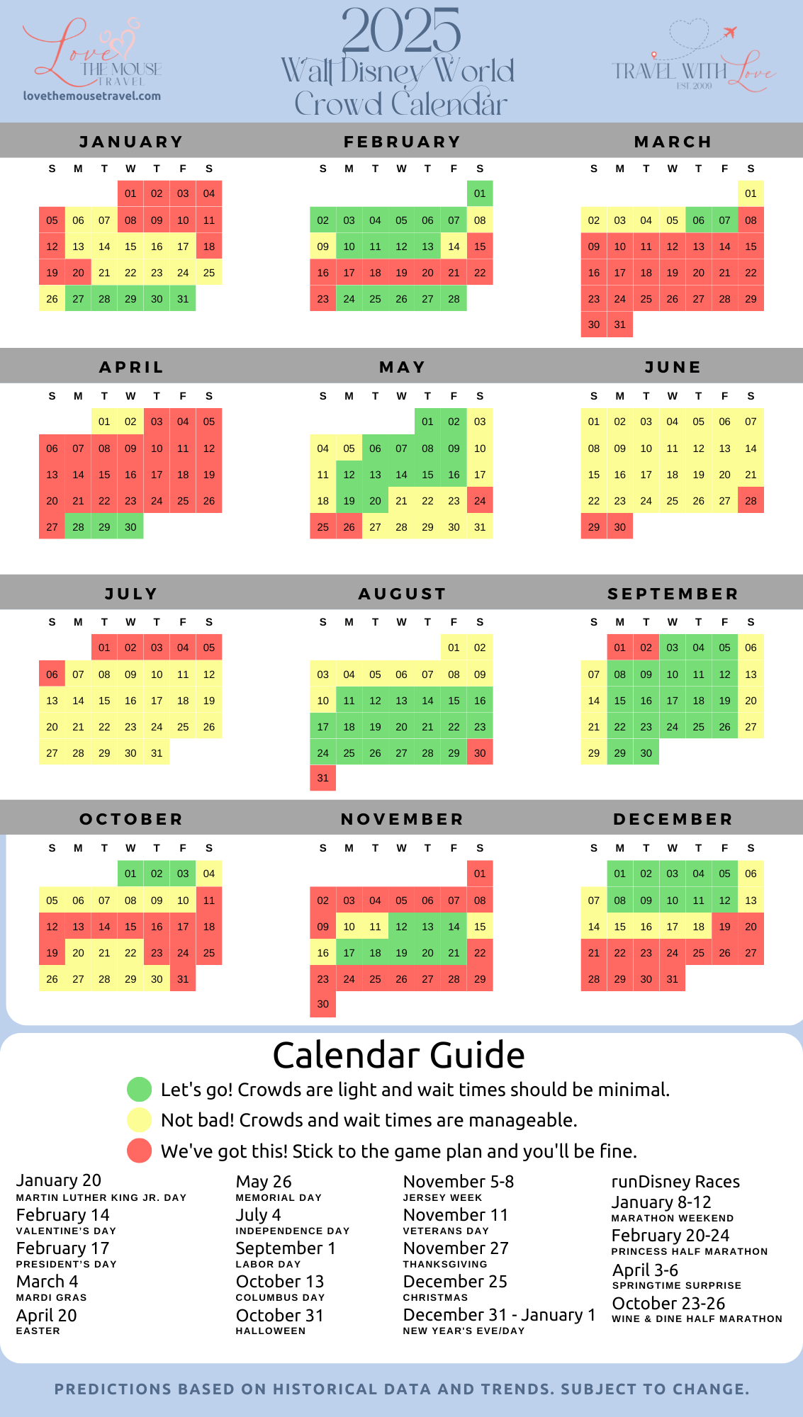 2025 Walt Disney World Crowd Calendar | Love The Mouse Travel pertaining to June Disney World Crowd Calendar 2025