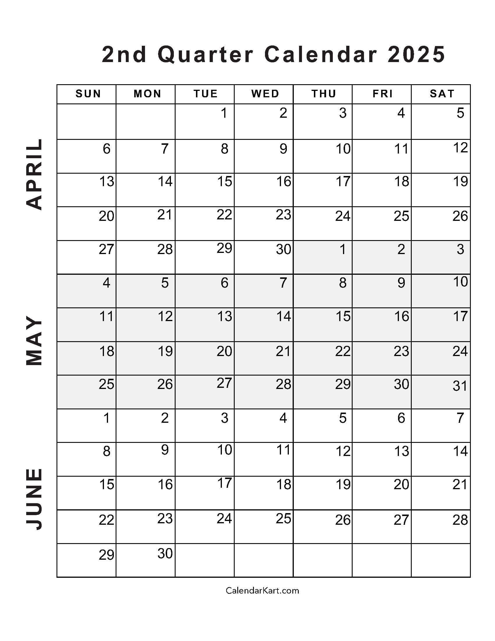 April To June 2025 Calendars (Q2): Free Printables with April May and June Calendar 2025